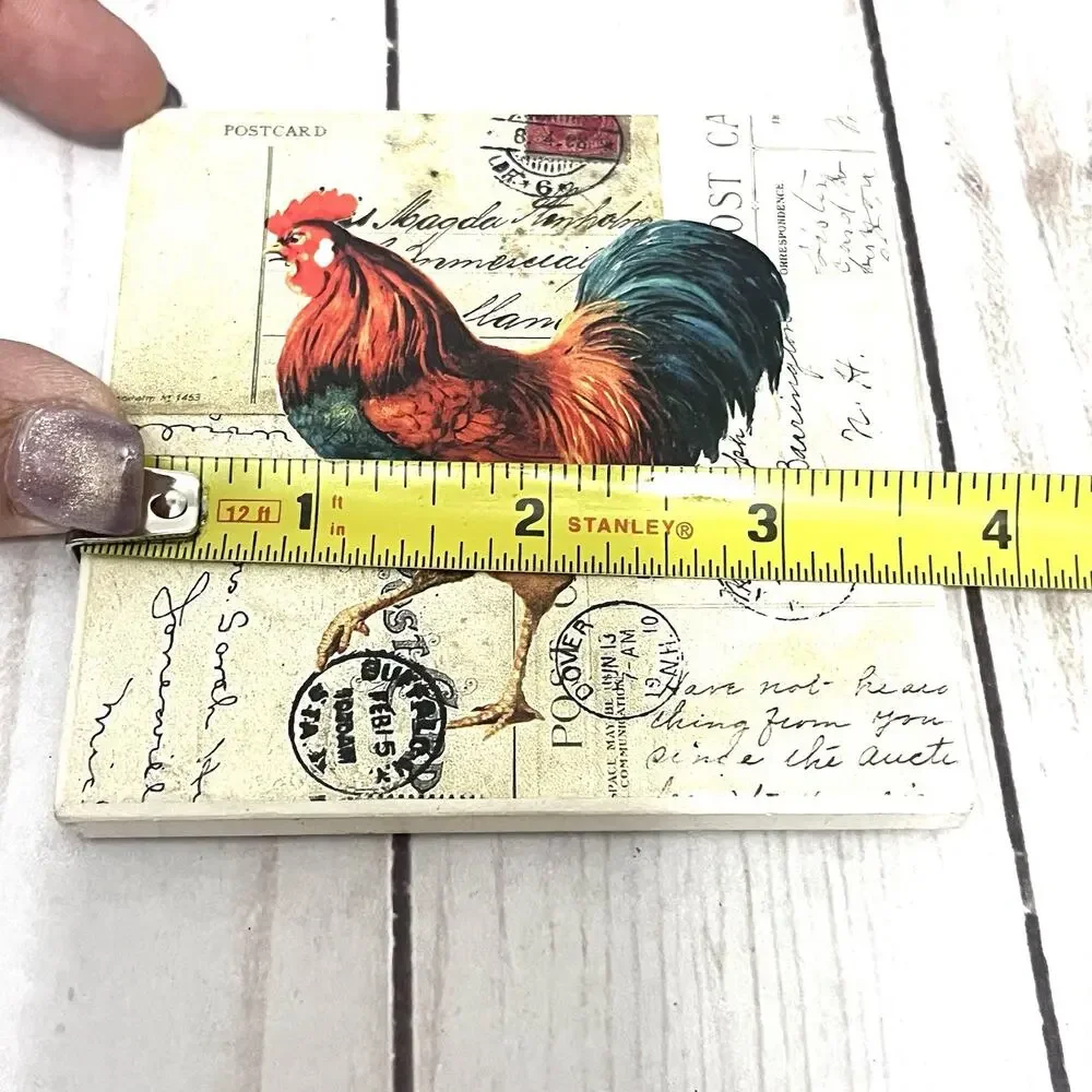Farmhouse Rooster Coasters Rustic Country Kitchen French Cottage Decor Set of 3